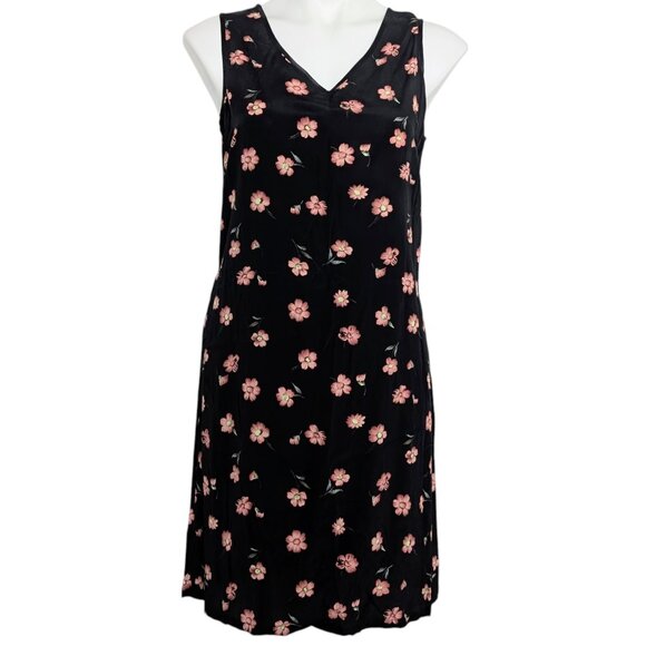 VTG Gap Black Pink Ditsy Floral Sleeveless Keyhole Back Dress Y2k - Picture 1 of 9